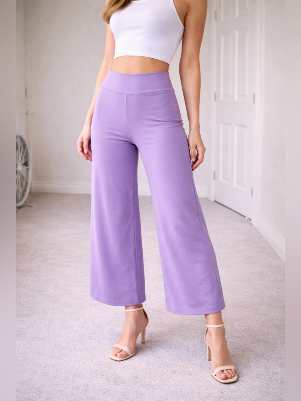 Dear Scarlett Women's Wide Leg Cropped Pants - Violet